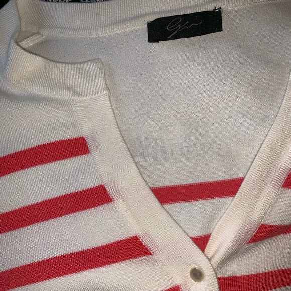 White and Pink Striped Cardigan - Picture 3 of 3